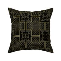 Intricate Gold Pattern in Geometric Squares  