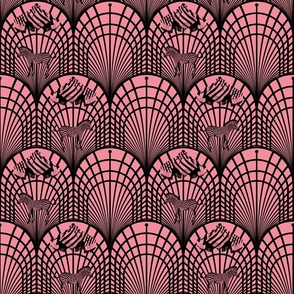 Humorous Bubblegum Pink Abstract Zebra, Fun Powder Room Pink, Curious Mad Offbeat Zebra Party Theme, Bold Deco Graphic Sun Scallops, Gatsby Style Bold Art Deco Arch Shapes, Maximalist 1920s Deco Wild Animal Zebra Theme, Roaring 20s Maximalist Arches 