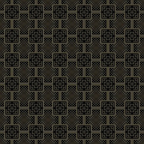 Intricate Gold Pattern in Geometric Squares Small