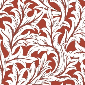 Vintage Foliage - large - red on white background