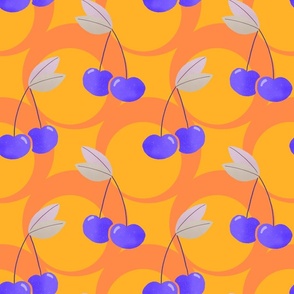 Cherries and mod circles - orange and purple