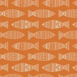 Portuguese doodle sardines - white on orange
