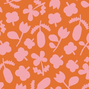Paper Cut Folk Floral XL | Cheeky Pink + Pumpkin Spice