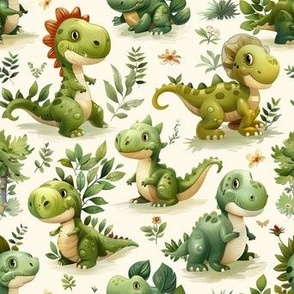 Kids Green Dinosaur Design Pattern for Boys 