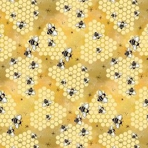 Small Honeybees and Honeycomb, Golden Yellow