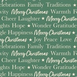 Small / Merry Christmas Greetings and Holiday Words Typography Green
