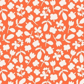 Paper Cut Folk Floral | Red-orange