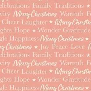 Small / Merry Christmas Greetings and Holiday Words Typography Pink