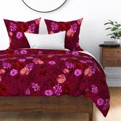 Cute Floral in Red - Large scale