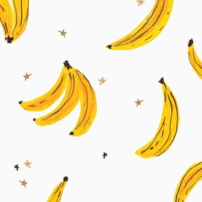 Watercolor Banana 12in - Falling Bananas Whimsical Fruit Fun Cute Colorful Food