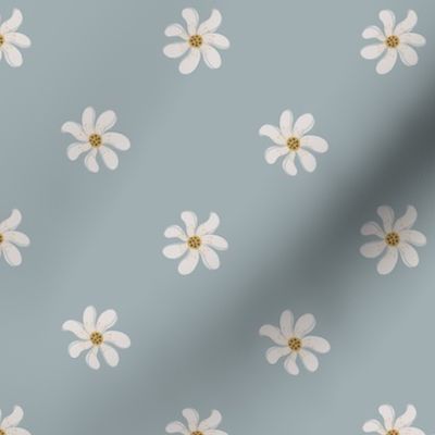 Vintage Meadow Floral Dots Sky Blue