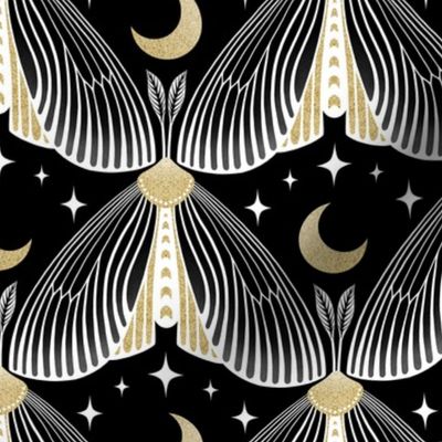 M / Art Deco Moths, Moon and Stars