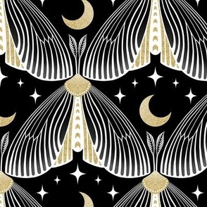 M / Art Deco Moths, Moon and Stars