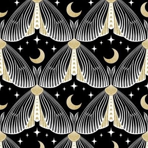 S / Art Deco Moths, Moon and Stars