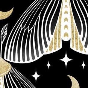 L / Art Deco Moths, Moon and Stars