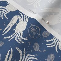 Small Block Printed Fiddler Crab Beach Life in Navy Blue