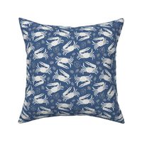 Small Block Printed Fiddler Crab Beach Life in Navy Blue