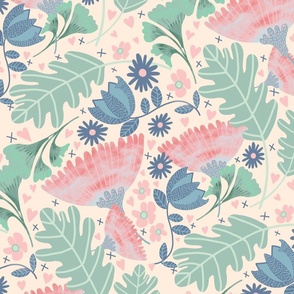 Cottagecore floral on pink