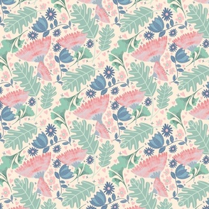 Cottagecore floral on pink - small
