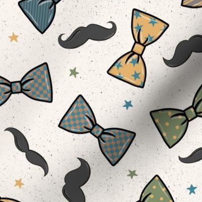 Retro Bow Tie and Mustache, Father’s Day, Dad, Father, Dapper Man, Boy’s Fabric, Boy, Vintage Mustache, Mustache