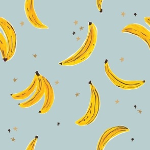 Watercolor Banana 12in - Falling Bananas On Powder Blue Whimsical Fruit Fun Cute Colorful Food