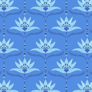 Lotus Flower Art Deco Blue