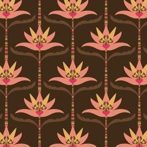 Lotus Flower Art Deco Brown