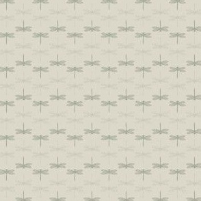Celadon Green Dragonfly in Cream  - 3" repeat 