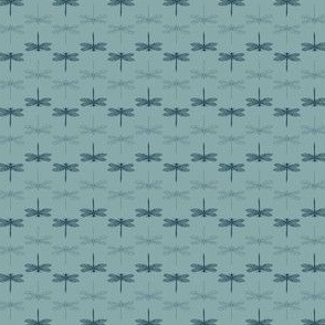 Dark Teal Dragonfly in Light Teal  - 3" repeat 
