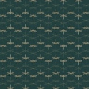 Gold Dragonfly in Pine Green  - 3" repeat 