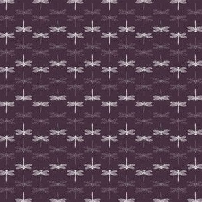 White  Dragonfly in Midnight Plum - 3" repeat 