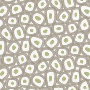 textured circle squiggles - bold - abstract - khaki grey, green (medium)