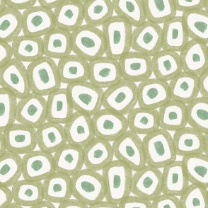 textured circle squiggles - bold - abstract - olive green (medium)