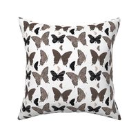 Butterflies with Animal Prints, Small Scale, Brown, Beige, Black, White