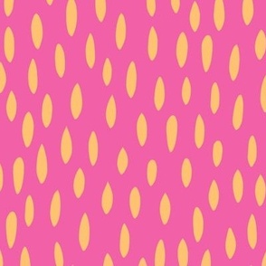 strawberry seeds, abstract marks, in yellow and pink, large scale