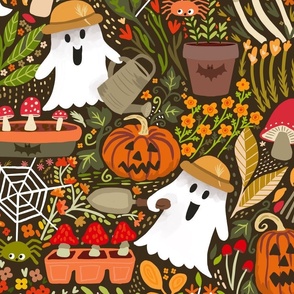 Halloween Gardeing Ghosts wallpaper scale