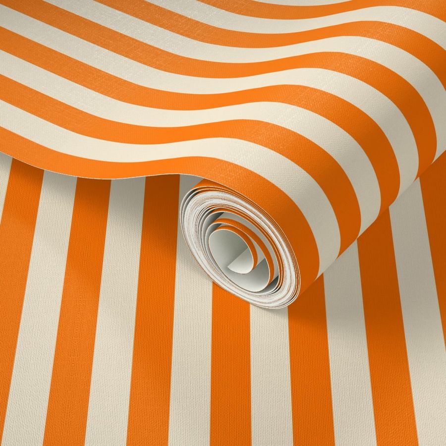 Thin-small-vertical-geometric-vintage-bold-pumpkin-orange-and-retro-beige-white-stripes-XL-jumbo