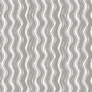 Gray & White Wavy Lines & Dots - large 