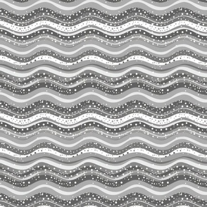 Gray & White Wavy Lines & Dots - large 