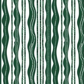 Dark Green Wavy Lines & Dots - small 