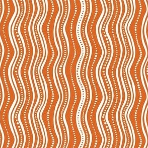 Dark Orange Wavy Lines & Dots - small 