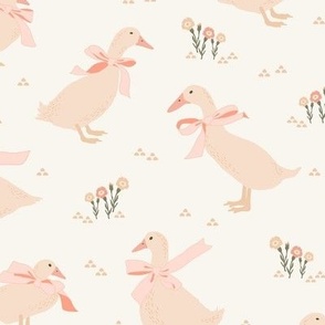Geese Pink Bows Cream