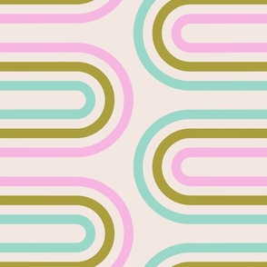 Groovy Stripes - Cream Aqua Pink LG
