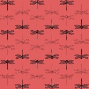 Black Dragonfly in  Sunset Coral  - 8" repeat