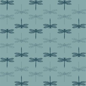 Dark Teal Dragonfly in Light Teal  - 8" repeat