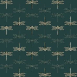 Gold Dragonfly in Pine Green  - 8" repeat