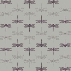 Midnight Plum Dragonfly in Sustained Grey  - 8" repeat