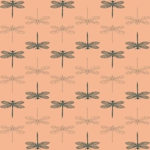 Pine Green Dragonfly in Peach Fuzz  - 8" repeat