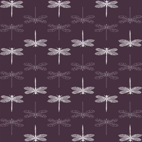 White Dragonfly  in Midnight Plum - 8" repeat