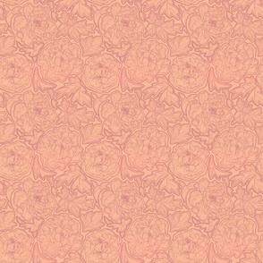 Vintage Peonies Seamless Peach Fuzz Vector Small Scale